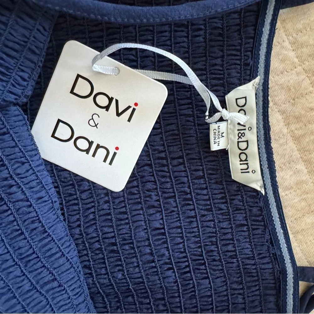 Three Bird Nest DAVI & DANI Navy Jumpsuit Smocked Tiered Jumpsuit - Picture 6 of 6